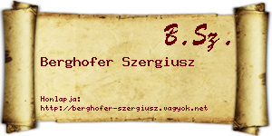 Berghofer Szergiusz névjegykártya